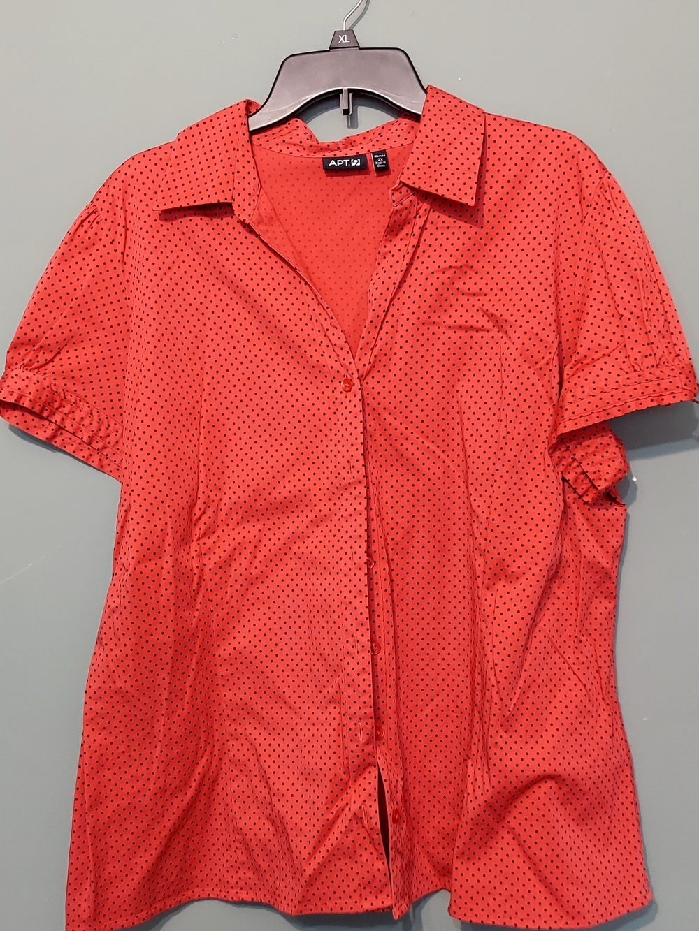 Apt. 9 Orange Hot Pink Polka Dot Blouse
